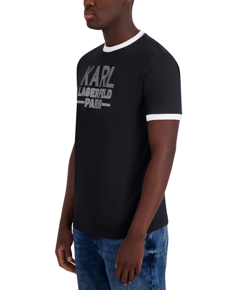Karl Lagerfeld Paris Men's Logo Ringer T-Shirt