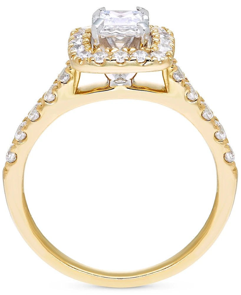 Diamond Princess Halo Engagement Ring (1 ct. t.w.) in 14k Gold