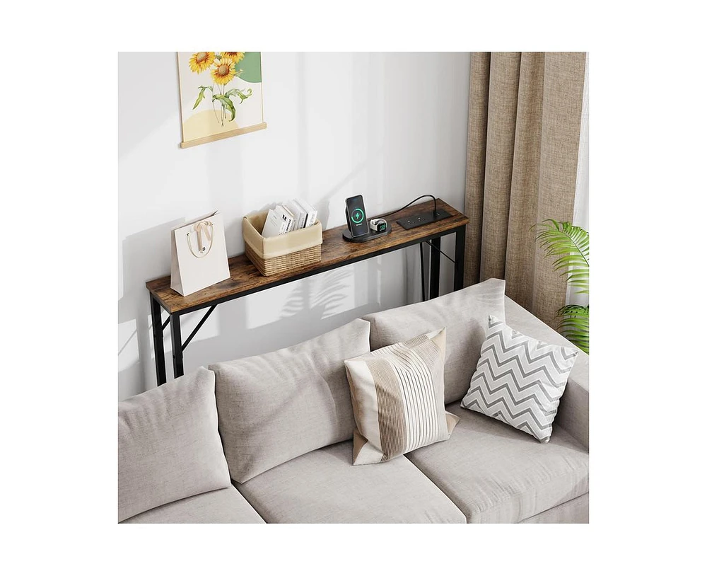 Gaomon Slim Console Table with Built-in Outlets, Narrow Console Table for Small Spaces