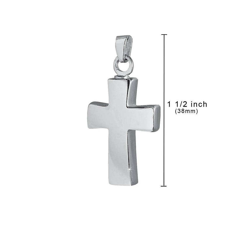Sterling Silver Cross Cremation 1 1/2 inch Pendant with 18 inch Necklace