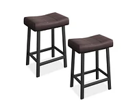 Counter Height Bar Stools Set of 2, 24 Inch Barstools for Kitchen Island Counter, Upholstered Padded Barstools with Curved Surface