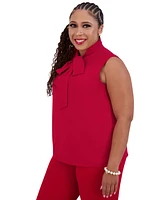 Kasper Women's Sleeveless High-Neck Bow Blouse Regular & Plus