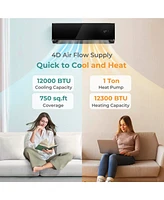 12000 Btu 22 SEER2 208-230V Wifi Enabled Mini Split Air Conditioner and Heater
