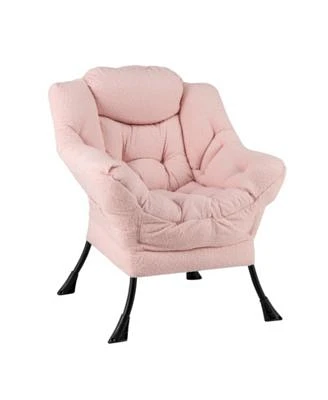 Gouun Sherpa Upholstered Accent Chair with Cozy Head Pillow