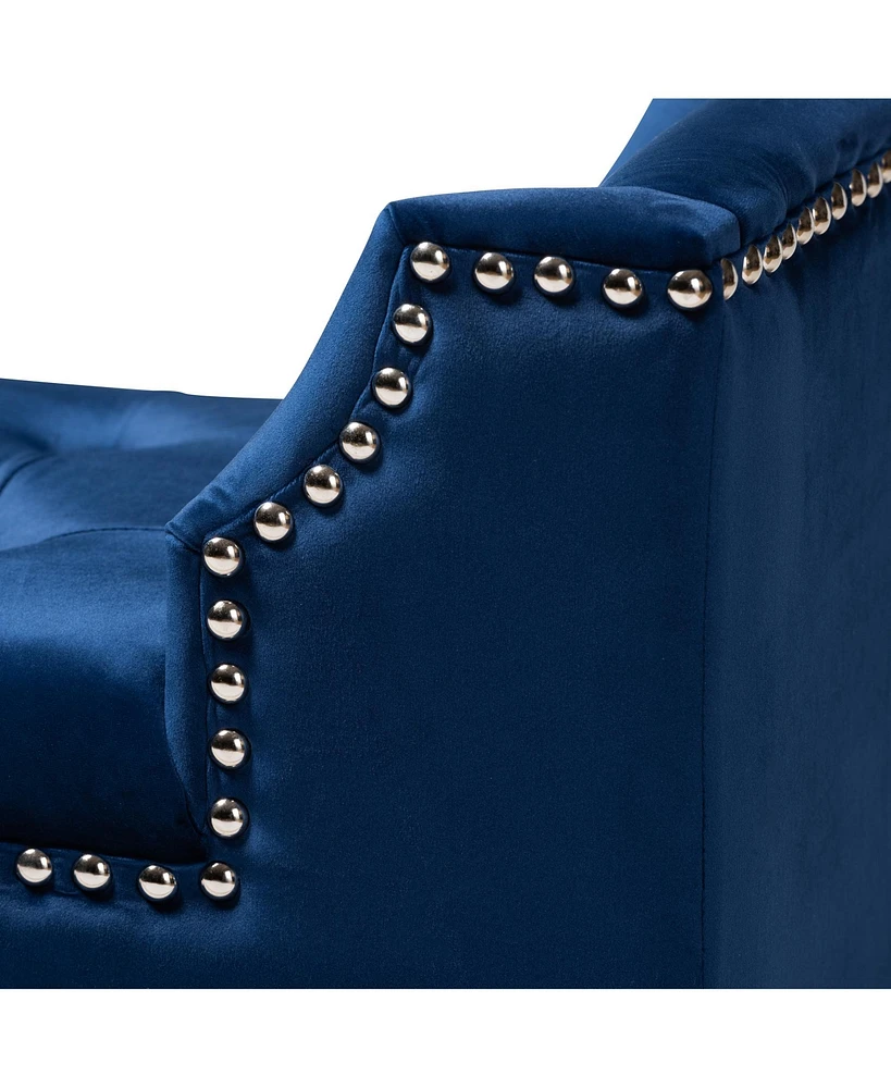 Baxton Studio Perret Modern and Contemporary Royal Blue Velvet Fabric Upholstered Espresso Finished Wood Bench
