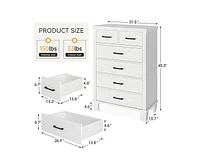 6 Drawer Dresser for Bedroom, Modern Chest of Drawers, 31.5 Inch Wide Storage Cabinet with Sturdy Legs, Tall Dresser Storage Tower for Closet Bedroom