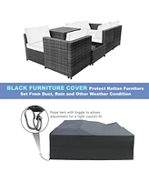 8 Piece Wicker Sofa Rattan Dinning Set Patio Furniture with Storage Table