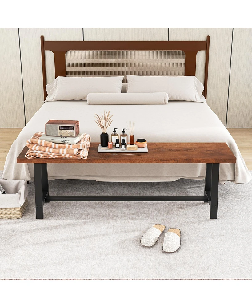 Gouun 60 Inch Dining Bench 3 Person Entryway Shoe Bench with Metal Frame