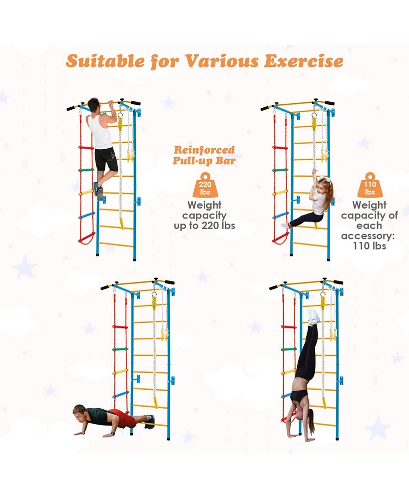 Gouun 5 In 1 Kids Indoor Gym Playground Swedish Wall Ladder