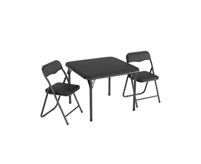 Boys and Girls Folding Table and Chair Set of 3, Featuring a Portable Table and Chairs with Ssoft Pu Cushions. No Assembly is Required, Perfect for Ea