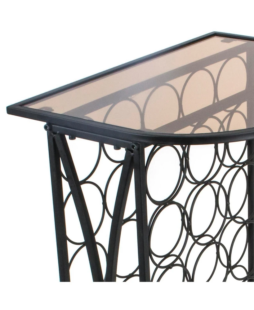 Sorbus Wine Rack Stand Bordeaux Chateau Style with Glass Table - Holds 30 Bottles