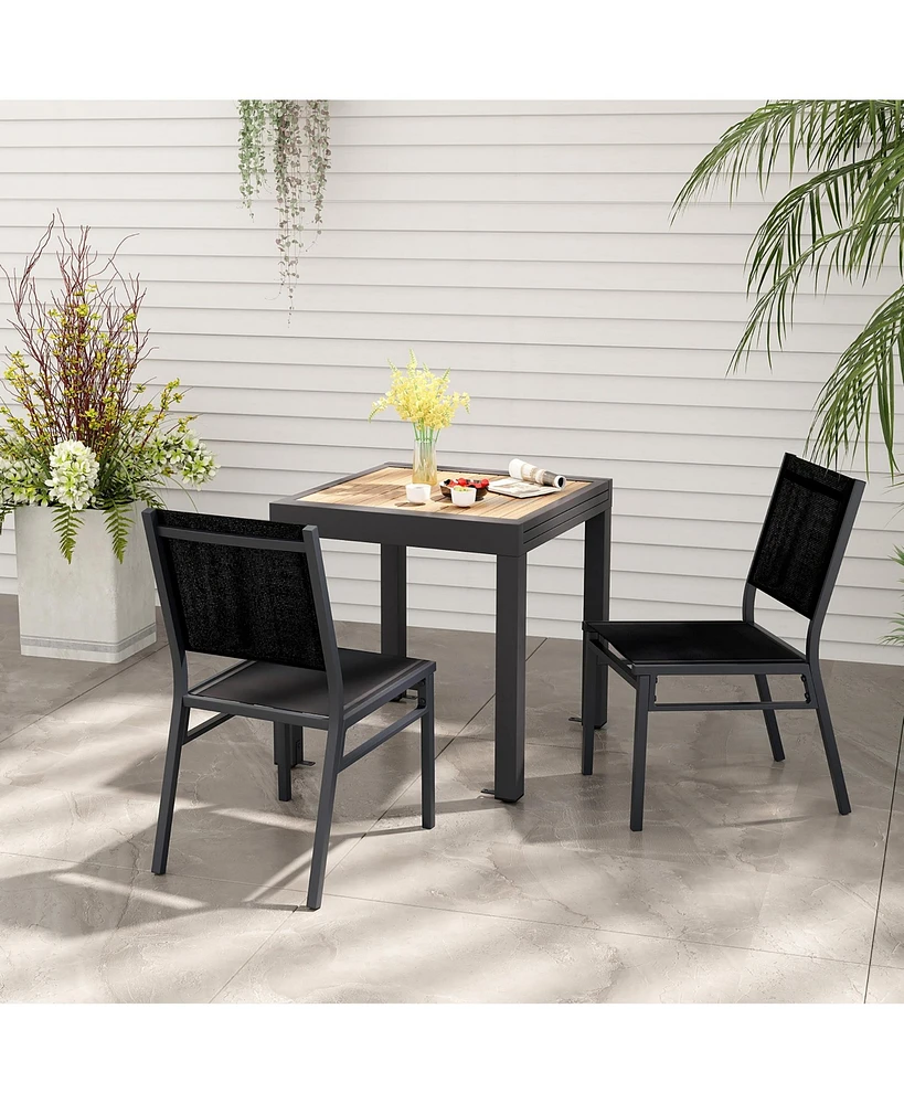 Gymax Outdoor Dining Chairs w/ Breathable Seat Backrest Heavy-Duty Aluminum Frame