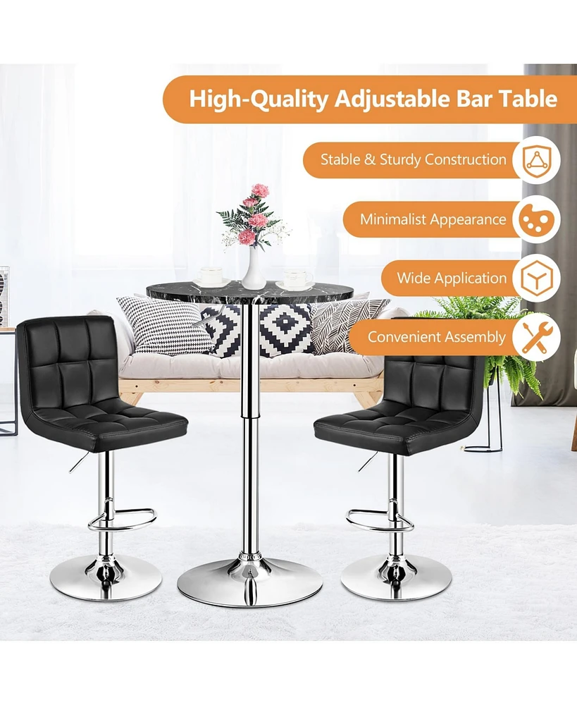 Gouun 360° Swivel Cocktail Pub Table with Sliver Leg and Base