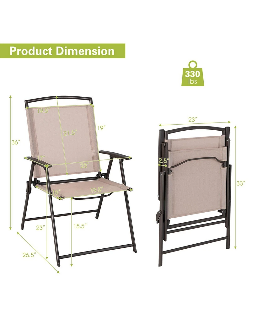 Gouun Set of 2 Patio Dining Chairs with Armrests and Rustproof Steel Frame