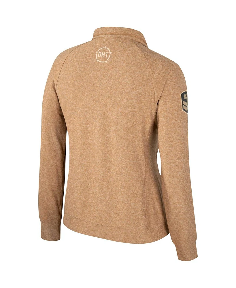 Colosseum Women's Tan Penn State Nittany Lions Oht Military Appreciation Sand Tatum Quarter-Snap Raglan Jacket