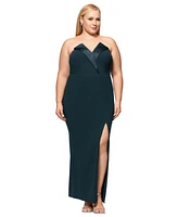 Betsy & Adam Plus Strapless Gown