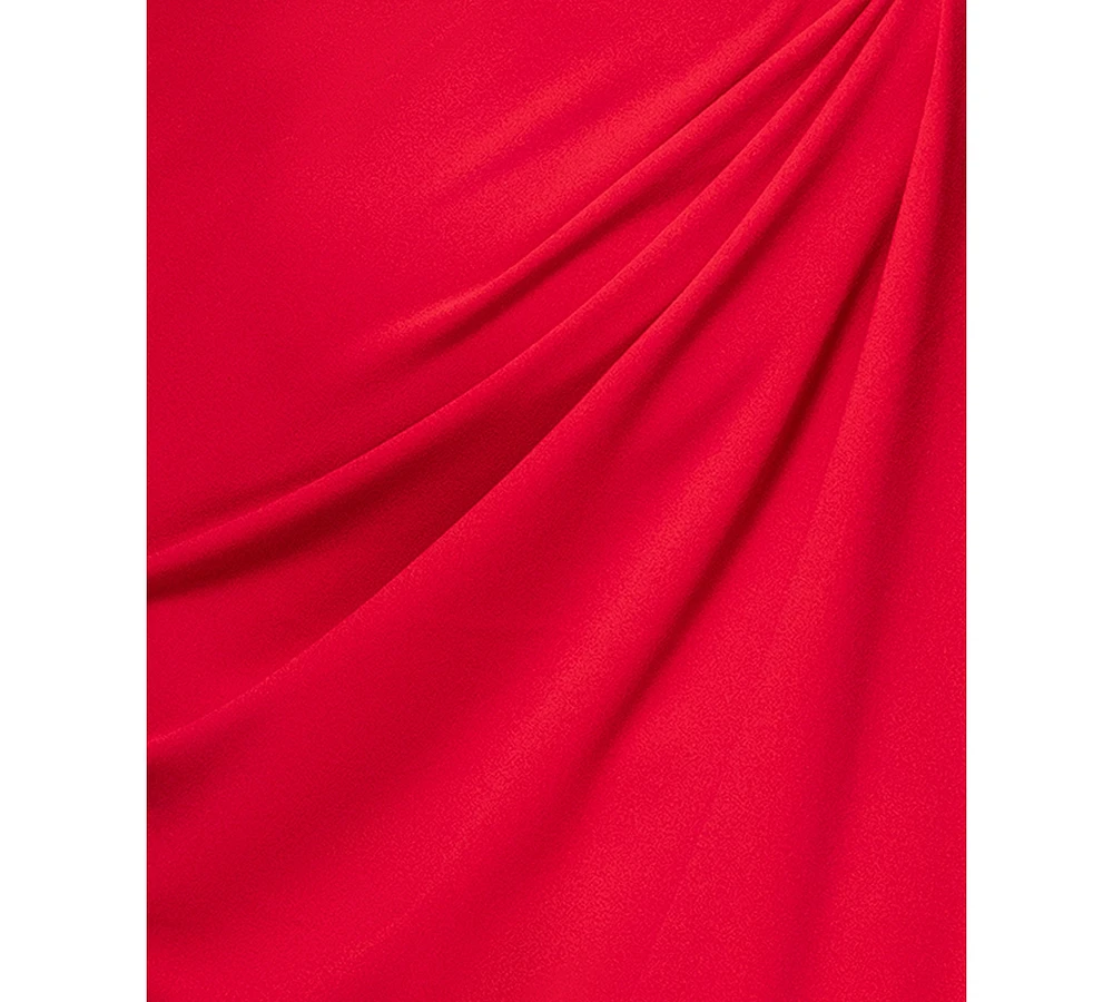 Betsy & Adam Plus Sleeveless Scoop-Neck Sheath Gown