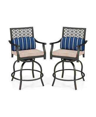 Gouun Set of 2 Outdoor Bar Height Chair with Soft Cushions