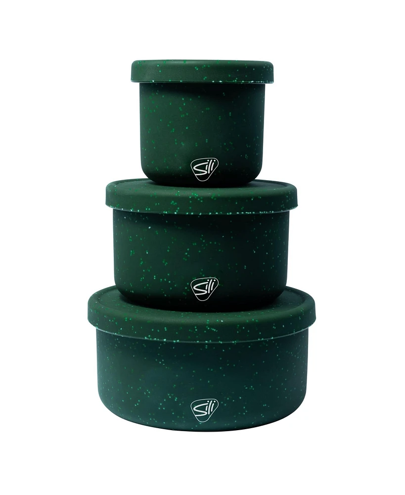 Lidded Bowls 3 pk Set: Speckled Green - 10, 20, 30 oz