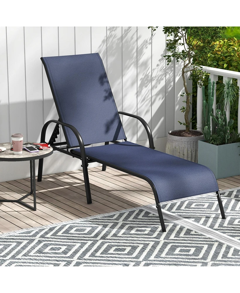Gouun Adjustable Patio Chaise Folding Lounge Chair with Backrest