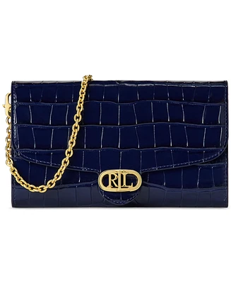 Lauren Ralph Adair Croc-Embossed Leather Small Crossbody