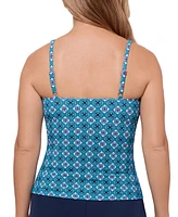 Swim Solutions Women's Printed Tummy-Control Tankini Top, Exclusively at Macy's