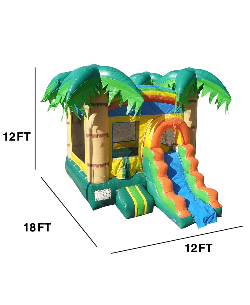 HeroKiddo Tropical Breeze Commercial Grade Inflatable Bounce House & Water Slide Combo, Outdoor Play(No blower and pool included)