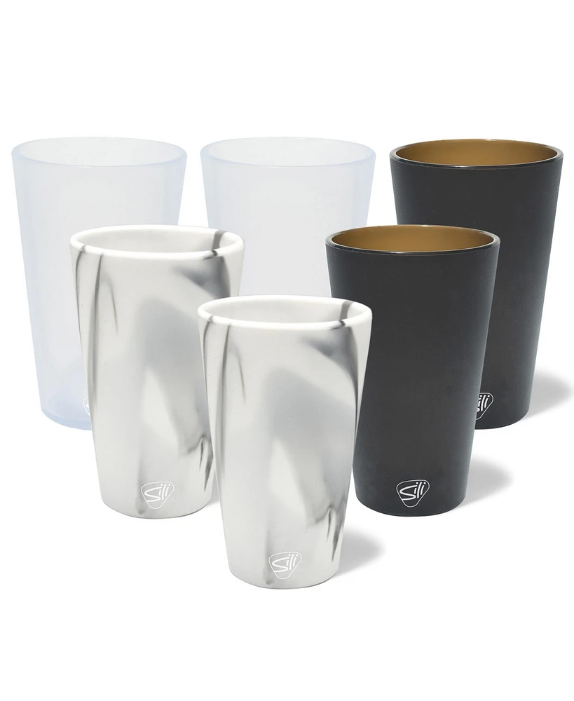 Pint Glasses: 6 pk - (2) Mountain Marble, (2) Smoke, (2) Icicle