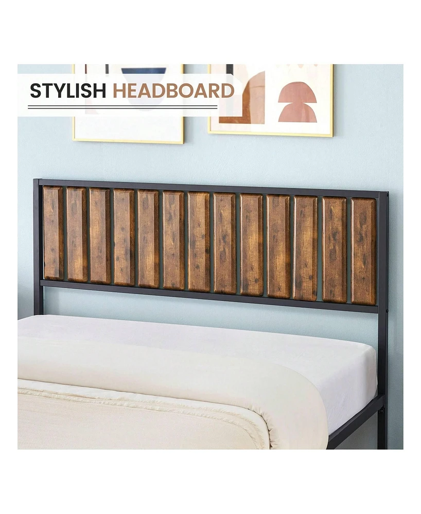 gaomon Bed Frame With Headboard And Footboard, Metal Bed Frame With 14 Heavy Duty Steel Slats, Metal Full Bed Frame, Under-Bed Storage