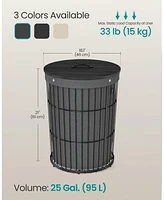 Round Laundry Hamper with Lid and Removable Liner for Bedroom or Laundry Room