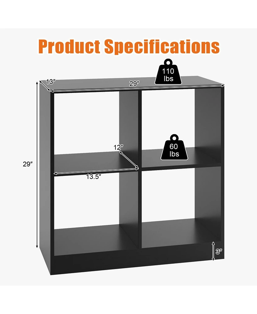 Gouun 4-Cube Kids Bookcase with Open Shelves