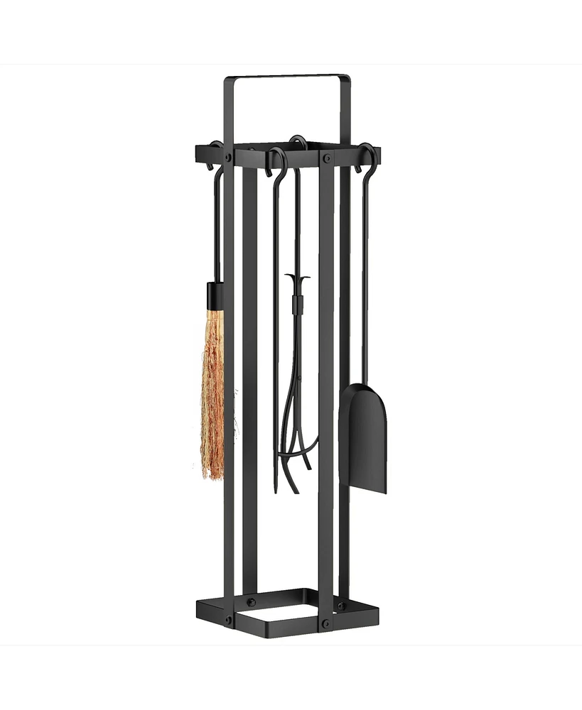 Outsunny 5 Piece Fireplace Tools Set w/ Sd for Indoor or Outdoor,
