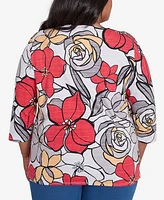 Alfred Dunner Plus Size Bold Floral Print Top