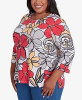 Alfred Dunner Plus Size Bold Floral Print Top