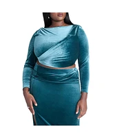 Eloquii Women's Velvet Long Sleeve Top