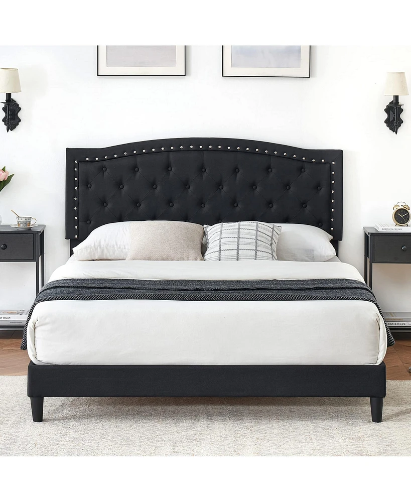 gaomon Full Bed Frame with Adjustable Headboard