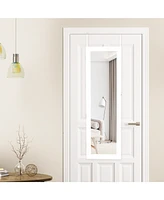 Lockable Wall Door Mounted Mirror Jewelry Cabinet with Led Lights