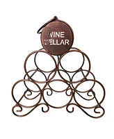 Kings Brand Furniture Countertop Tabletop Wine Rack, Wine Bottle Storage Holder for Home Kitchen & Bar - Brushed Copper