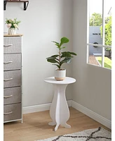 Kings Brand Furniture - Carver Side End Table Plant Stand for Living Room, Bedroom, White