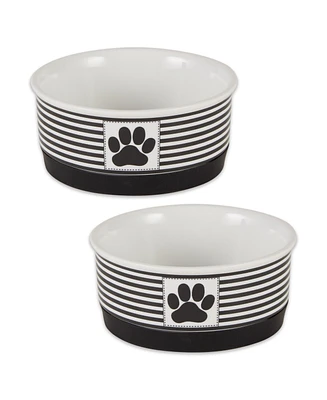 Bone Dry Black Striped Paw Patch Pet Bowl Set/2