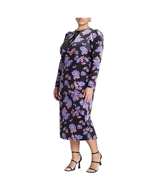 Eloquii Women's Printed Velvet Midi Dress
