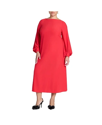Eloquii Women's Puff Sleeve Open Back Midi Dress