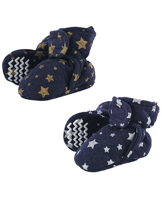 Hudson Baby Boys Quilted Booties, Metallic Stars, Months