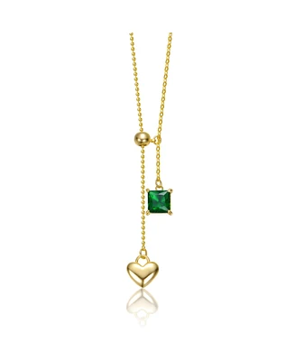 14K Gold Plated Golden Heart Y-Shape Elegance Necklace