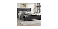 Industrial Metal Platform Bed – Wood Headboard and Footboard with Slat Support, No Box Spring Required