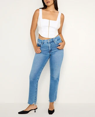 Good American Women's Soft-Tech Legs Straight Jeans