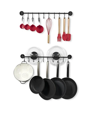 Heavy Duty Wall Pot Rack – Metal Kitchen Organizer with 20 Hooks for Pans, Lids & Utensils