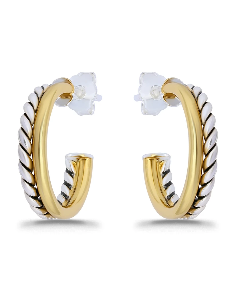 Macy's Oxidized Polish Tubing Post Hoop Earrings