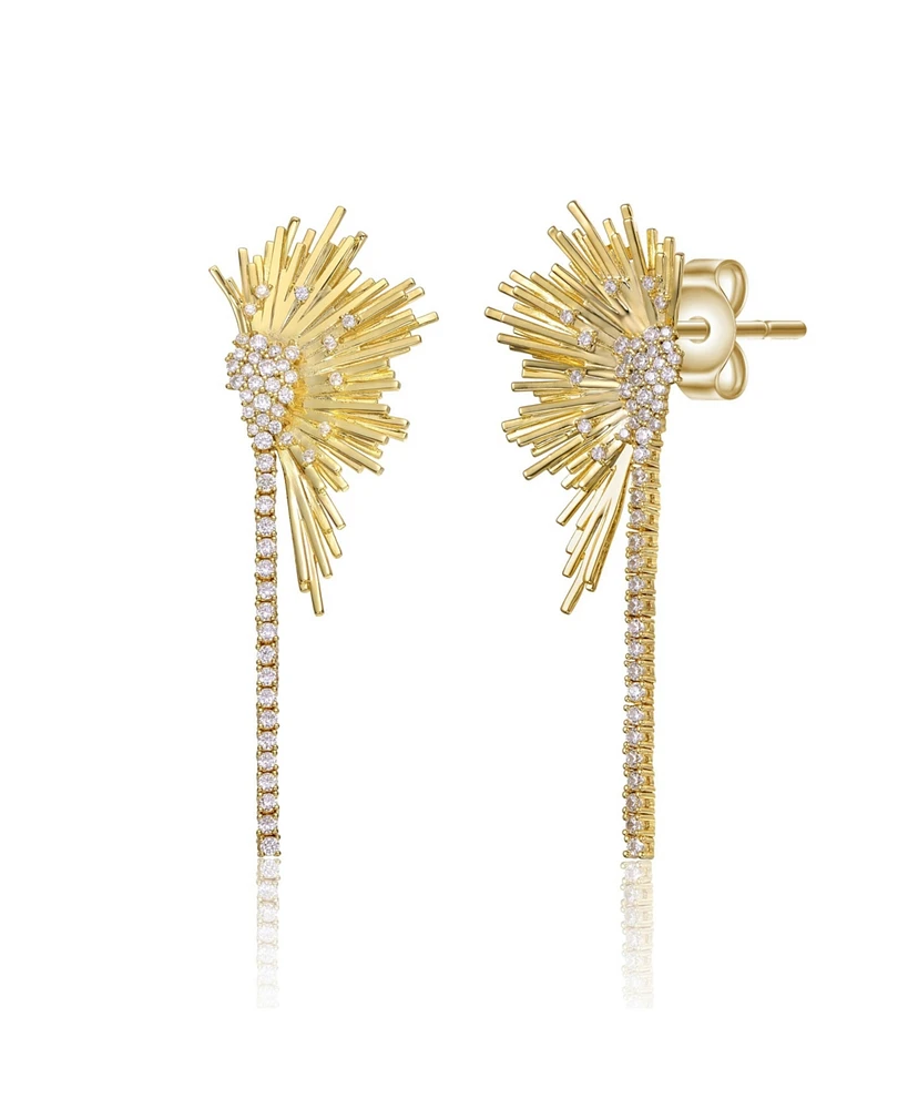 Two-Tone Plated Cubic Zirconia Dangle Fringe Cascade Earrings