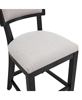 26.5" Counter Height Bar Stools Set of 2, Upholstered with Backrest and Rubber Wood Frame-The Pop Home